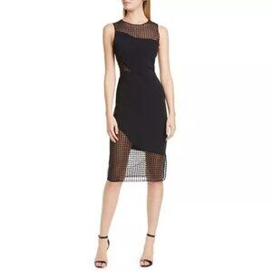 🆕 HANEY Karla Cutout Dot Mesh Cocktail Dress 4 Black